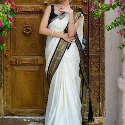 GHAN SALS Women White Saree-picture-37