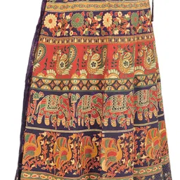 Exotic India Printed Pure Cotton Wrap Maxi Skirts-image-83