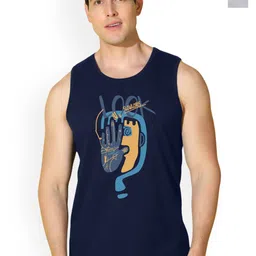 SLOWLORIS Men Pack Of 2 Printed Bio-Wash Combed Cotton Gym Vests-picture-28