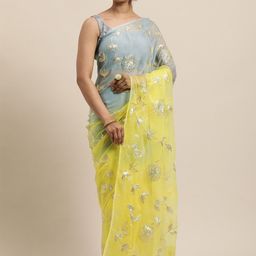 CATCHY FOREVER Ethnic Motifs Woven Design Organza Saree-image-65