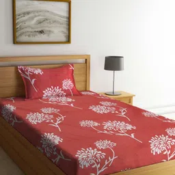 Myntra Elegant Homes Red & White Printed 300 TC Single Bedsheet Set 2.20 m x 1.50 m-11