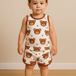 BAESD Kids Printed Pure Cotton T-shirt With Shorts-43