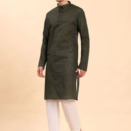 Pro-Ethic STYLE DEVELOPER Men Embroidered Regular Sequinned Pure Cotton Kurta with Pyjamas-picture-14