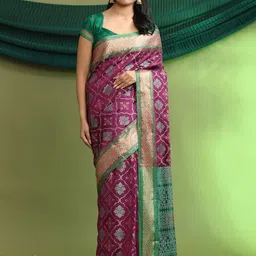 Pionex Woven Design Zari Pure Silk Patola Saree-picture-42