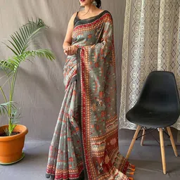 MORDEN MUSE Ethnic Motifs Printed Pure Cotton Saree-picture-13