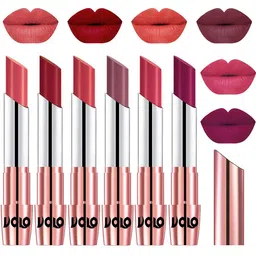 VOLO Set Of 6 Creme Matte Lipstick - 3.5g Each - Dark Peach-Red-Peach-Plum-Pink-Magenta-17