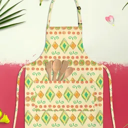 ArtzFolio Kids Cream Colored & Green Printed Cotton Aprons-29