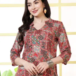 KALAMIR Ethnic Motifs Printed Mandarin Collar Top-picture-42