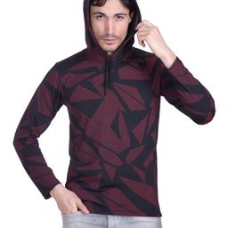 FIRST SLEEP Men Geometric Printed Hooded T-shirt-image-99