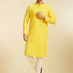 Diwas by Manyavar Floral Embroidered Mandarin Collar Sequinned Straight Kurta-24