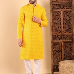 House of Pataudi Sequin EmbroideredStraight Kurta-picture-37