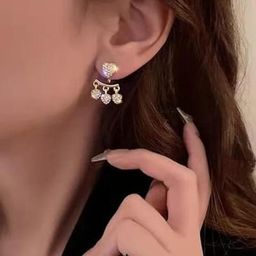 Vembley Women American Diamond Heart Shaped Gold-Plated Studs Earrings-picture-27