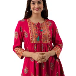 DMP EXPORT Women Ethnic Motifs Printed Empire Top-image-75