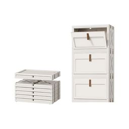 HOUSE OF QUIRK Cream-Coloured & Brown 3 Layer Foldable Multi-Utility Organiser image 4