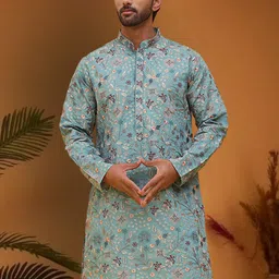 Jompers Men Floral Embroidered Chikankari Floral Kurta-picture-52