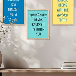 Kotart Brown & Blue 3 Pieces Motivational Quote Printed Wooden Wall Arts-picture-31