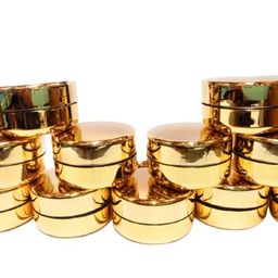 generic SHREE MAHA 10 Gram Cosmetic Sample Containers with Lids Empty Small Makeup Jars Plastic BPA Free color-Golden [ PACK OF 12PCS] image 1