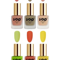 VOLO Set Of 6 Velvet Matte Nail Polish - 8 ml Each Shade - Sand Nude - Light Peach - Nude-6