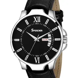 SPENCHER Men Leather Straps Analogue Multi Function Watch SMW D&D Black Dial Black Strap-46