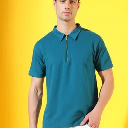 CODE OF HONOUR Men Zipper Premium Cotton Polo T-Shirt-picture-2