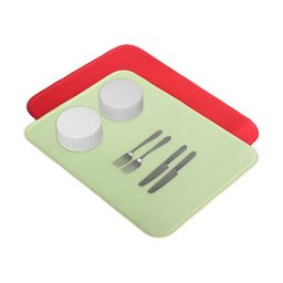 Aura 2-Pcs Green & Red Floor Microfiber Crockery Dish Drying Kitchen Mats-17