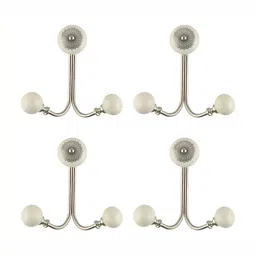 IndianShelf Cream Coloured 4 Pieces Ceramic Strewn Wall Hooks-16