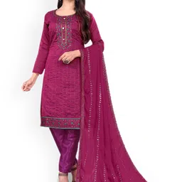 Maroosh Floral Embroidered Chanderi Cotton Unstitched Dress Material-picture-9