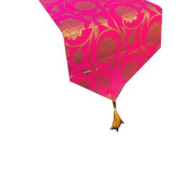 Pink Parrot Jacquard Silk Table Runner-image-91