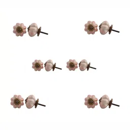 Indianshelf 6-Pcs White & Red Printed Ceramic Knobs-image-52