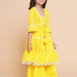 Little Zing Kids Bandhani Printed Empire Pure Cotton Kurti with Sharara-image-79
