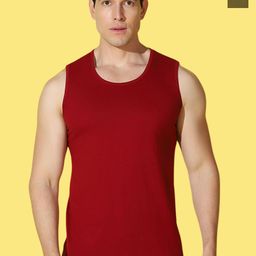 WOOSTRO Pack Of 2 Printed Combed Cotton Gym Vests VWS26(MORE OLIVE)(PLAIN MAROON)-image-68