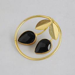 Anouk Gold-Plated Artificial Stones Studded Circular Shaped Studs image 2