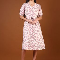 LIMEROAD Ethnic Printed Cotton A-Line Midi Ethnic Dresses-image-7