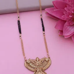 Ramdev Art Fashion Jwellery Gold-Plated Beaded Long Mangalsutra-0
