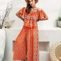 JC Mode Plus Size Printed Top with Palazzos image 1