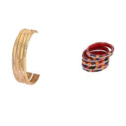 1ST TIME Set Of 8 Gold-Toned Alloy Artificial Stones & Beads Antique Bangles-picture-25