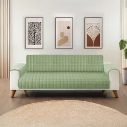URBAN SPACE Green 2 Seater Quilted Sofa Cover With Arms-image-81