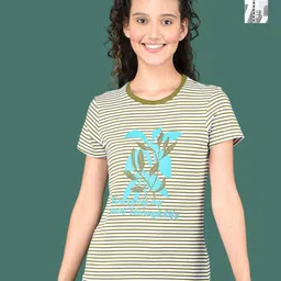 Dollar Pack Of 2 Women Graphic Printed Round Neck Cotton T-shirts-image-76