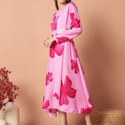 Raiyani Enterprise Floral Print Fit & Flare Maxi Dress With Belt-image-66