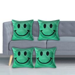 Kuber Industries Green Set of 4 Checked Velvet Square Cushion Covers-11