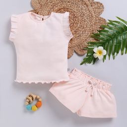 YK X Tinyo Girls Ruffle and Back Button Detail Top with Shorts-image-16