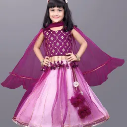 satyamfab Girls Embroidered Gotta Patti Work Ready to Wear Lehenga & Blouse With Dupatta-picture-27