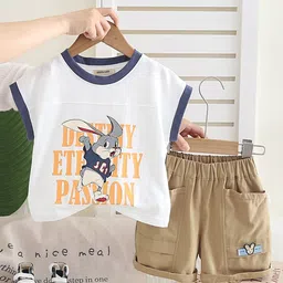 INCLUD Boys Printed Round Neck Extended Shoulder T-Shirt With Shorts-picture-29