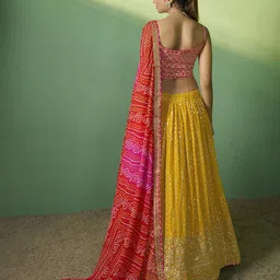 Fusionic Embroidered Mirror Work Semi-Stitched Lehenga & Unstitched Blouse With Dupatta image 4
