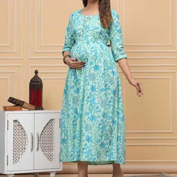 FEMARY Floral Print Maternity Maxi Dress-picture-26