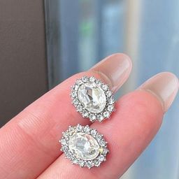AKISON JEWELS Women Silver Gold-Plated Oval Crystals Handcrafted Stud Earrings-image-21