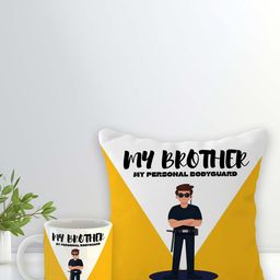 ARTBUG Stones-Studded & Beaded Rakhi With Roli Rice & Mug Cushion-image-42