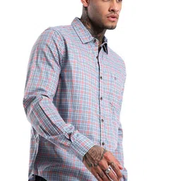 WROGN Men Spread Collar Checked Cotton Casual Shirt-image-56