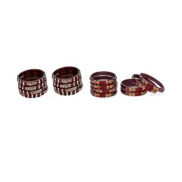 SOMIL Women Pack Of 2 Red And Maroon Glass Ethnic Handcrafted Traditional Bangle-image-70