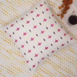 Ratan Cart White & Pink 2 Pieces Floral Embroidered Cotton Square Cushion Covers-58
